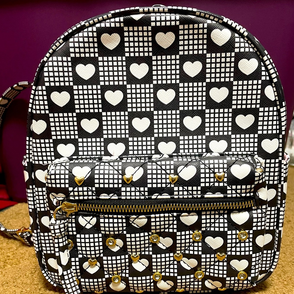 Heart checker pattern backpack purse